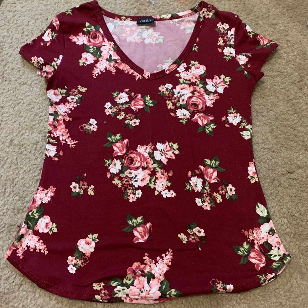 Maroon/Red Floral Top